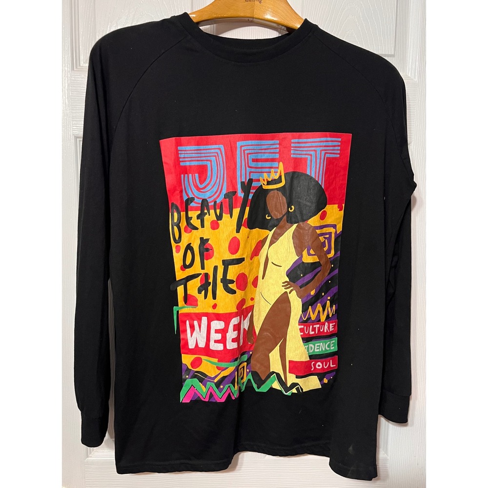 Izzy & Liv Jet Beauty‎ of the Week Graphic Long Sleeve Shirt Black XL Raglan